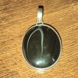 Elegant Black Onyx And Sterling Silver  Pendant Necklace